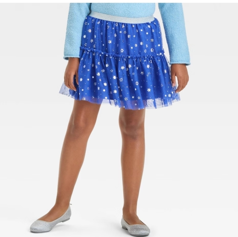 Girl's Hanukkah Leggings & Girls' Hanukkah Tutu Skirt - Cat & Jack Blue S(6-7)
